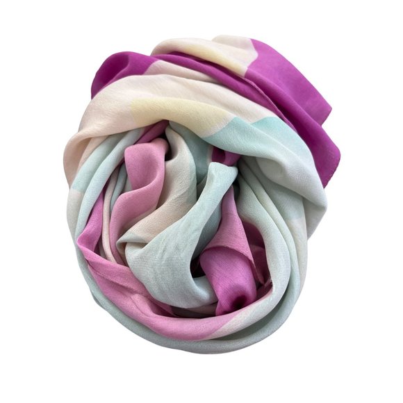 Vintage Floral Mid Print Shawl Silk Scarf Lightweight Neck Wrap Bandana Fashion - Picture 2 of 6